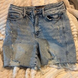 Judy Blue Light Blue Distressed Boyfriend Jean Shorts